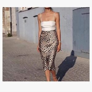 NWoT Leopard Satin Skirt